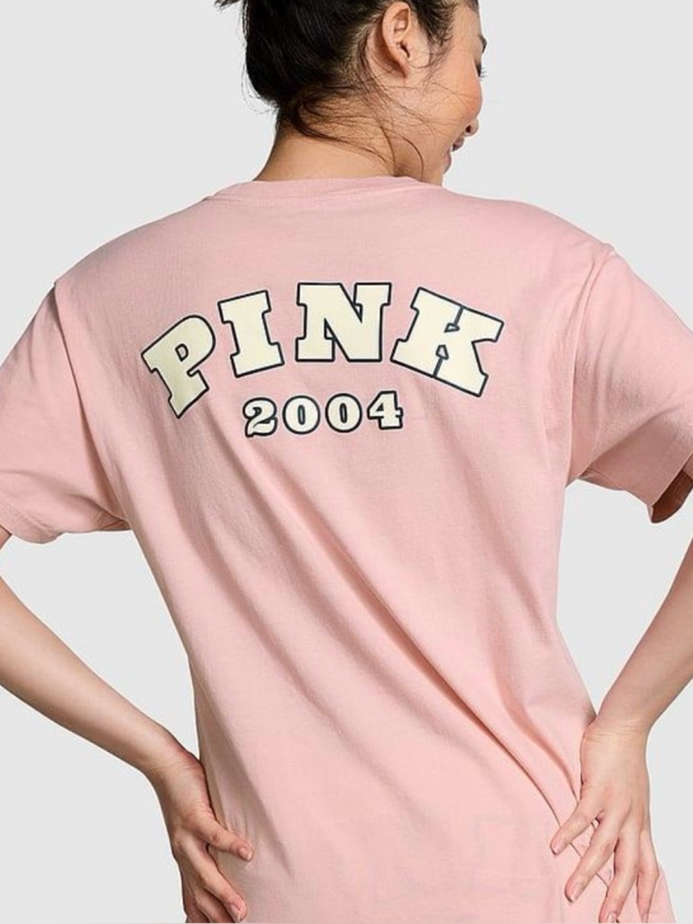VS PINK Campus Tee Womens Extra Small Oversized Victorias Secret P Logo NWT
